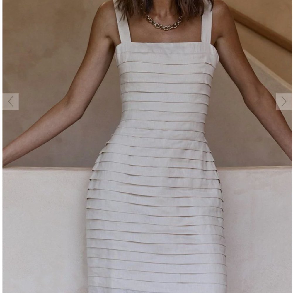 Dissh | MARNIE MINI WHITE DRESS- LINEN PINTUCK - US size 4/ AU size 8 - NWT